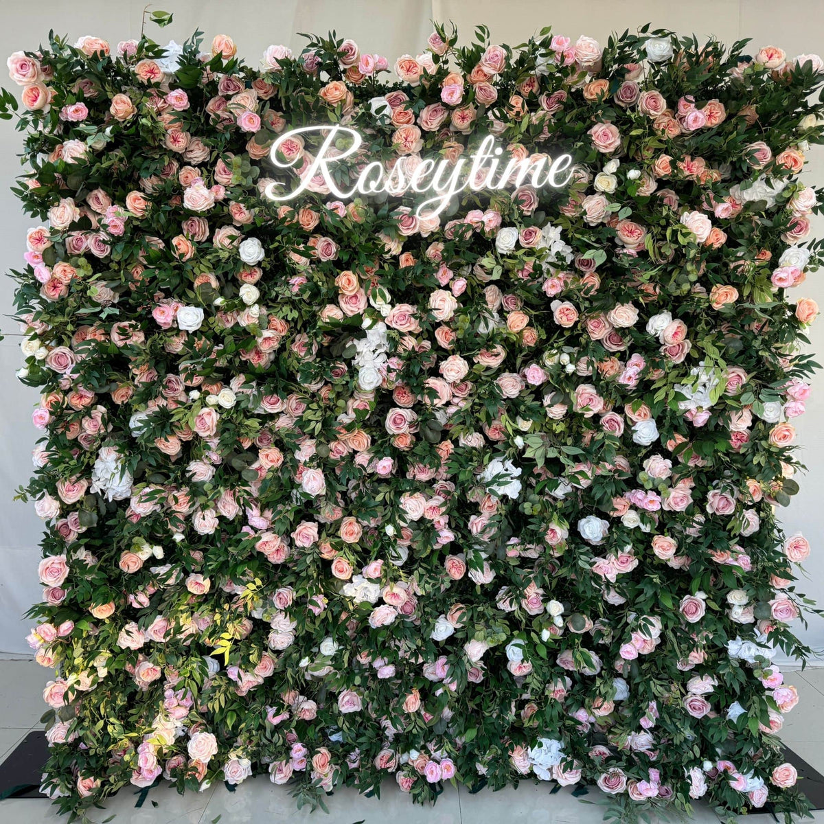 Roseytime 5D Green&Pink Flower Wall Roll Up Fabric Back #RTW252