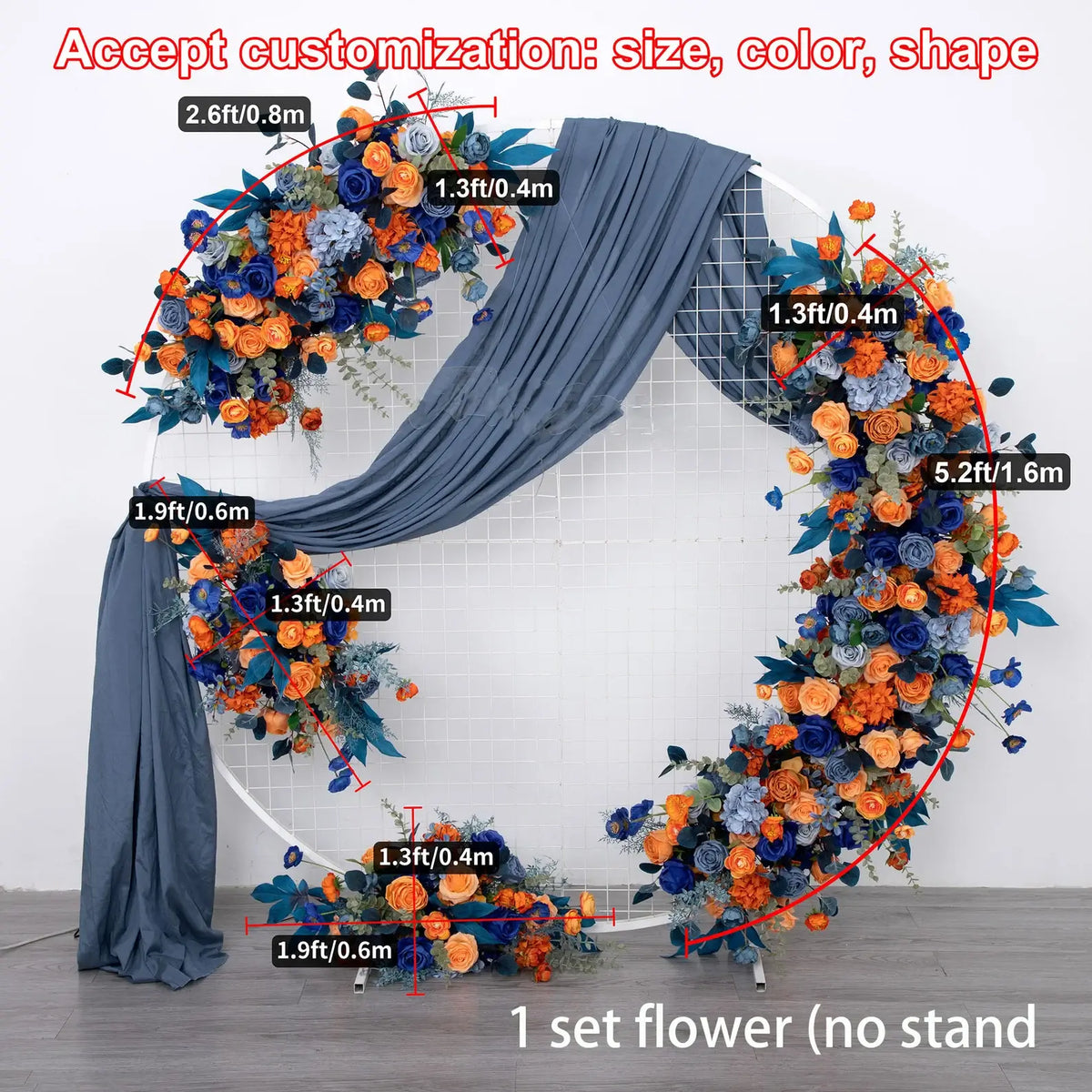 Roseytime Orange&Blue Flower Set Flower Arch Arrangement #RTA036