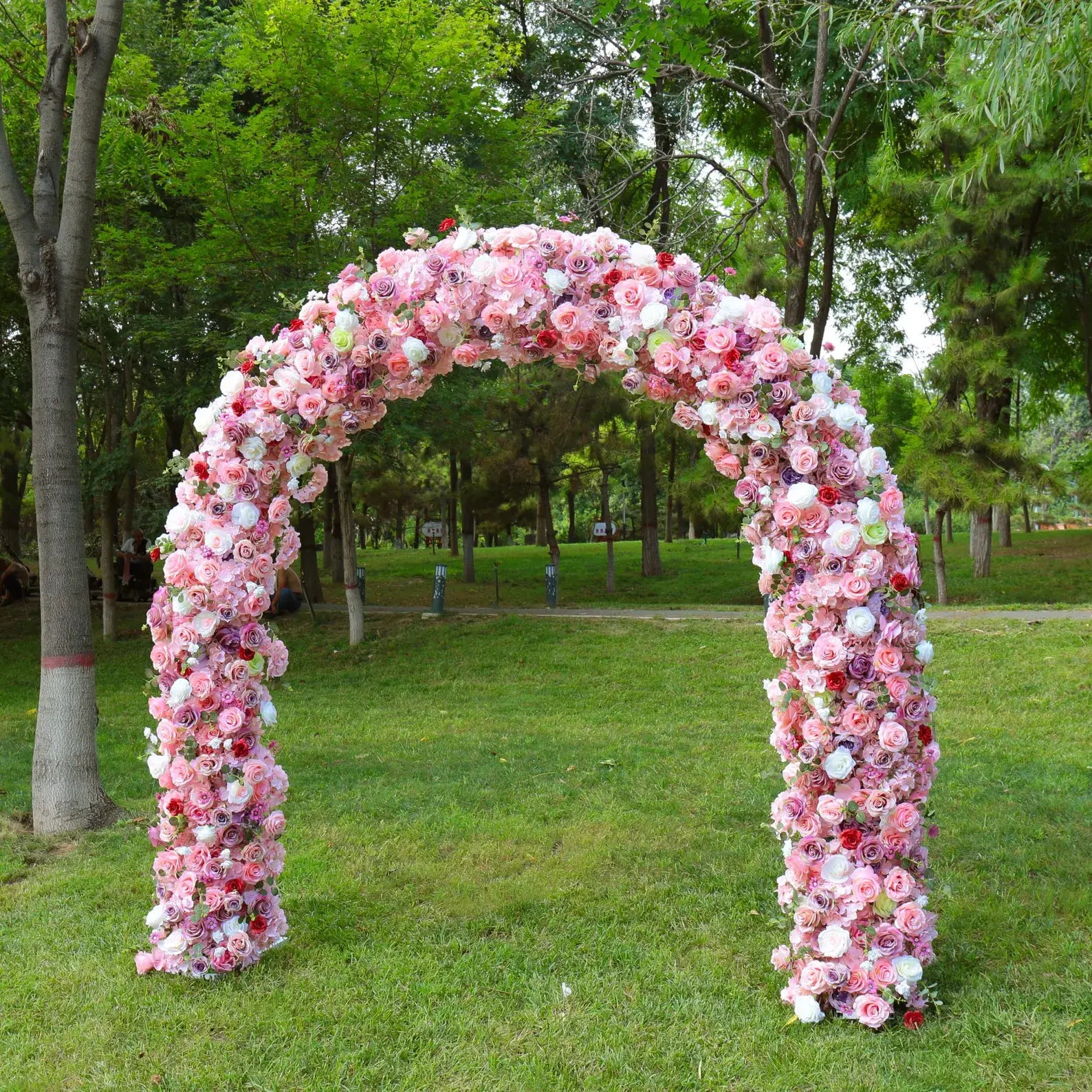 Roseytime Colorful Pink Flower Round Arch With Frame 8ftx8ft #RTA073
