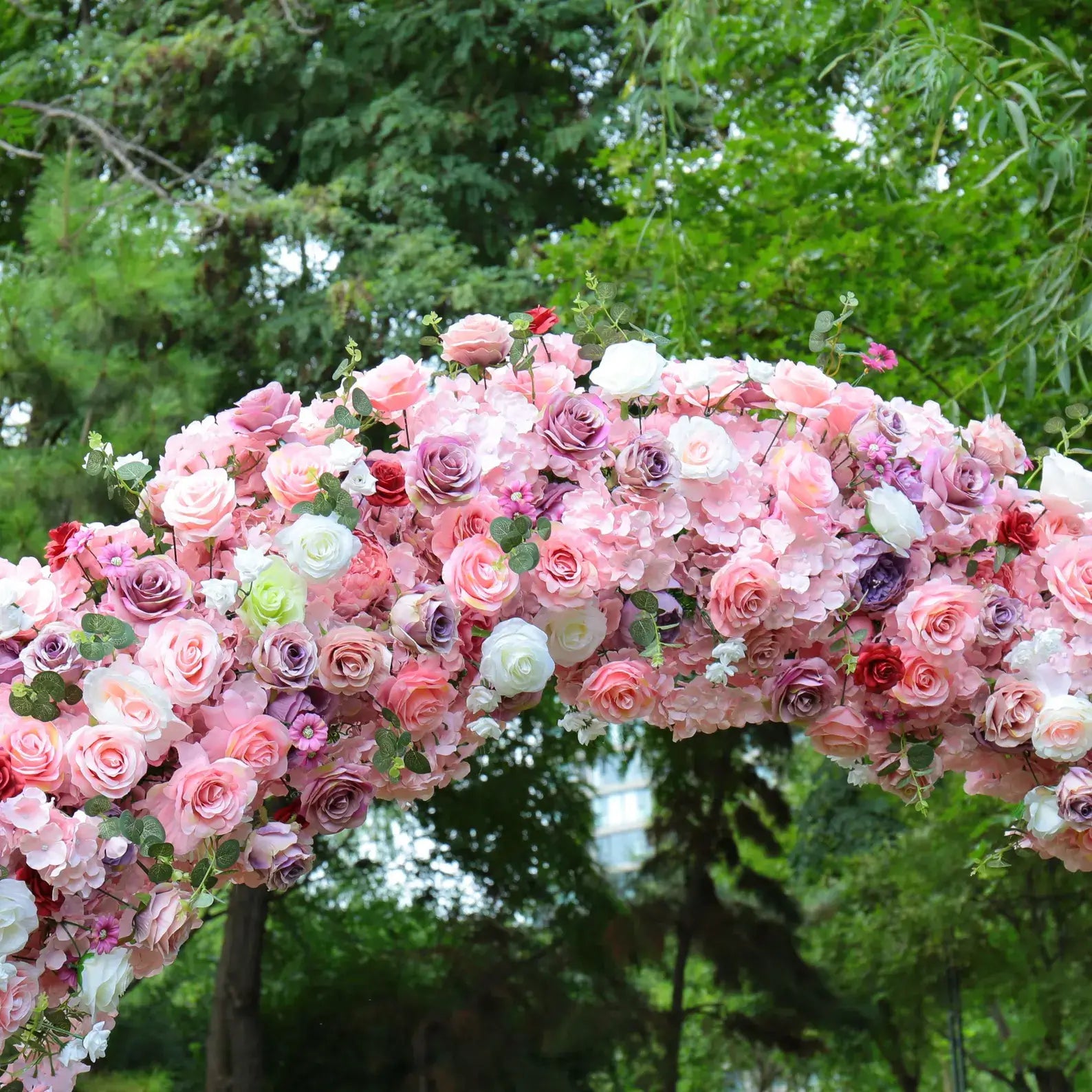 Roseytime Colorful Pink Flower Round Arch With Frame 8ftx8ft #RTA073