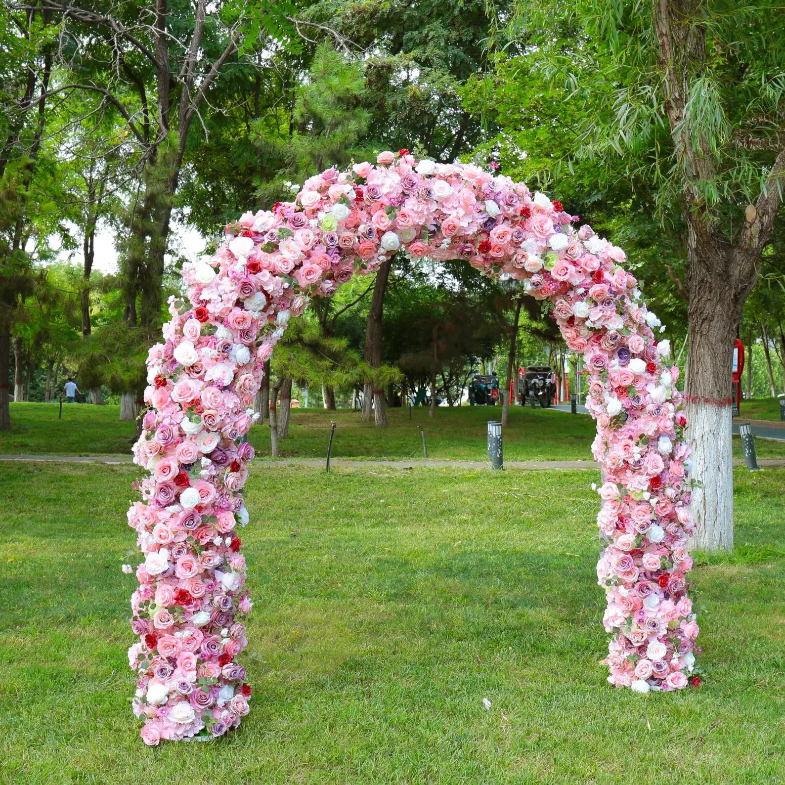 Roseytime Colorful Pink Flower Round Arch With Frame 8ftx8ft #RTA073