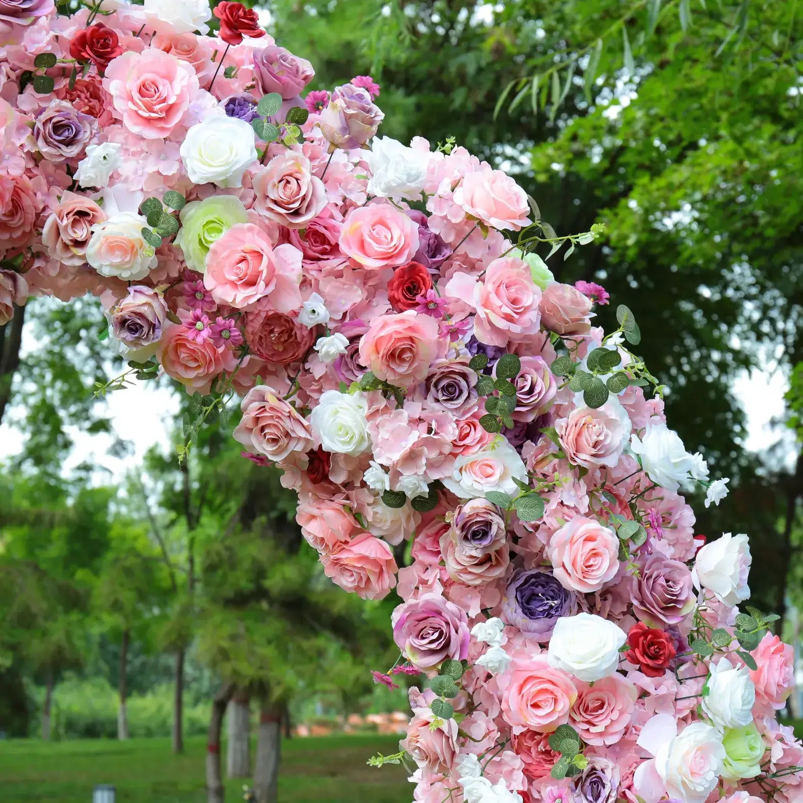 Roseytime Colorful Pink Flower Round Arch With Frame 8ftx8ft #RTA073