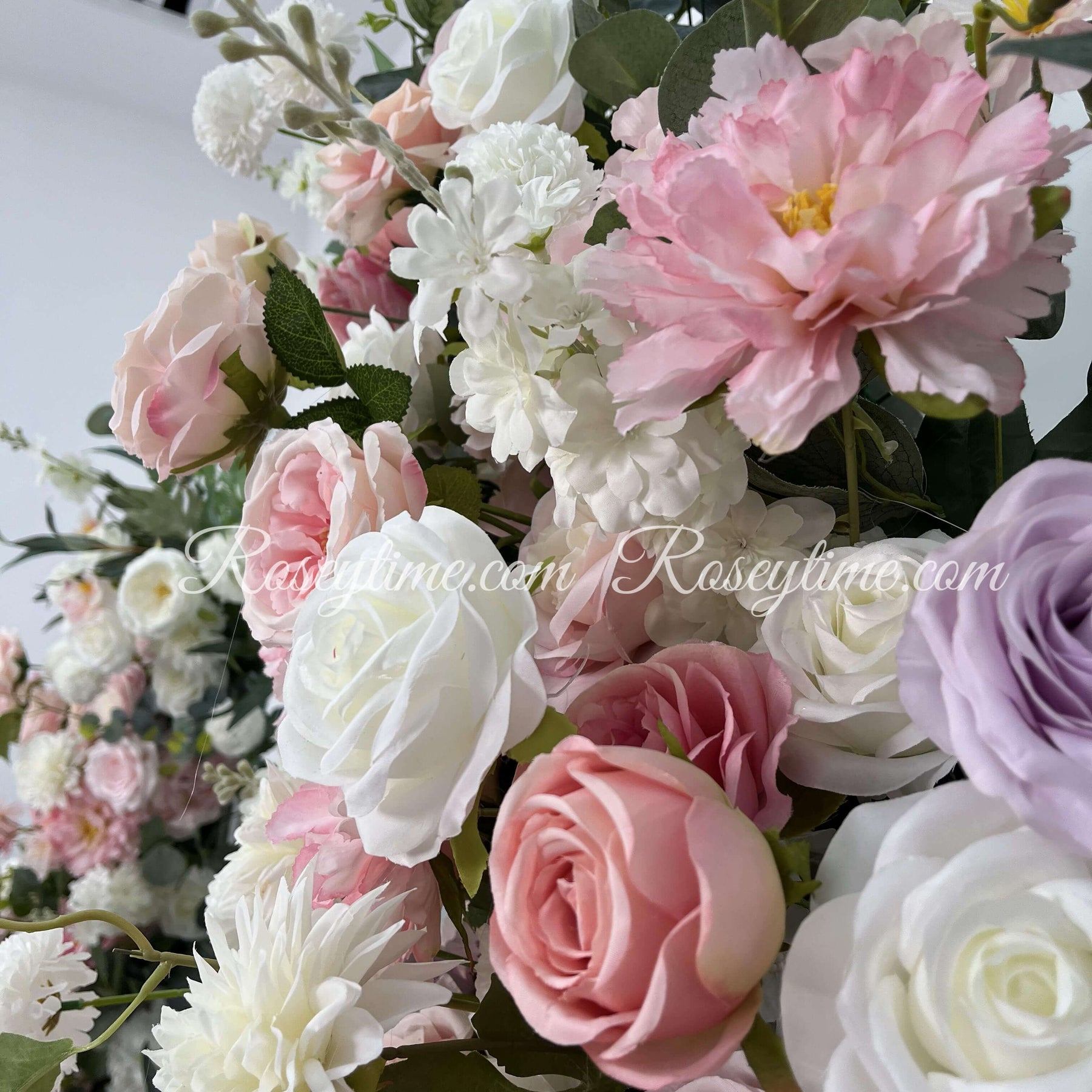 💥BF Sale: Wedding Floral Pillars Arch Withe Pink Flowers with Frame #RTP002