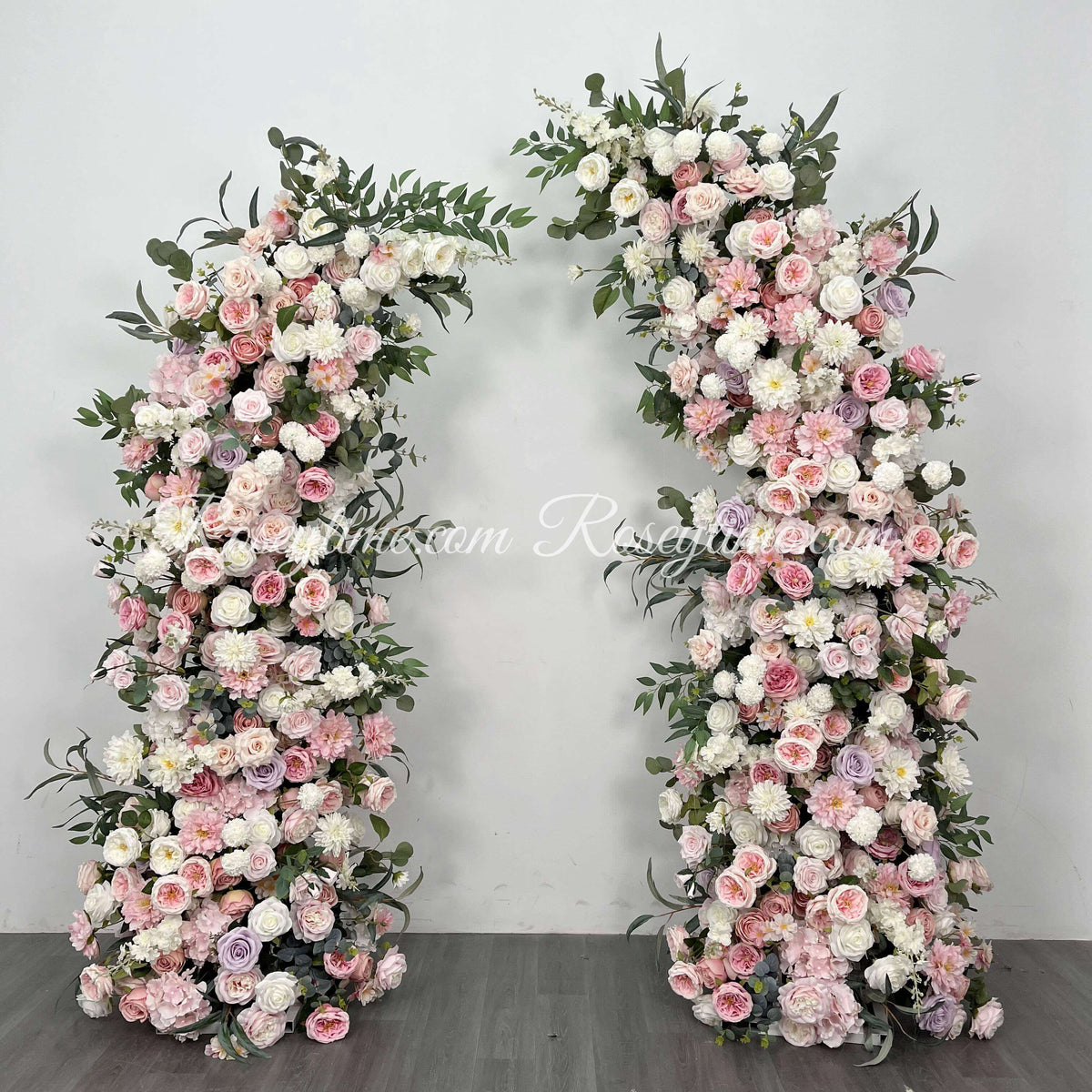 💥BF Sale: Wedding Floral Pillars Arch Withe Pink Flowers with Frame #RTP002