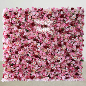 Roseytime 5D Pink Flower Wall Roll Up Fabric Back #RTW170