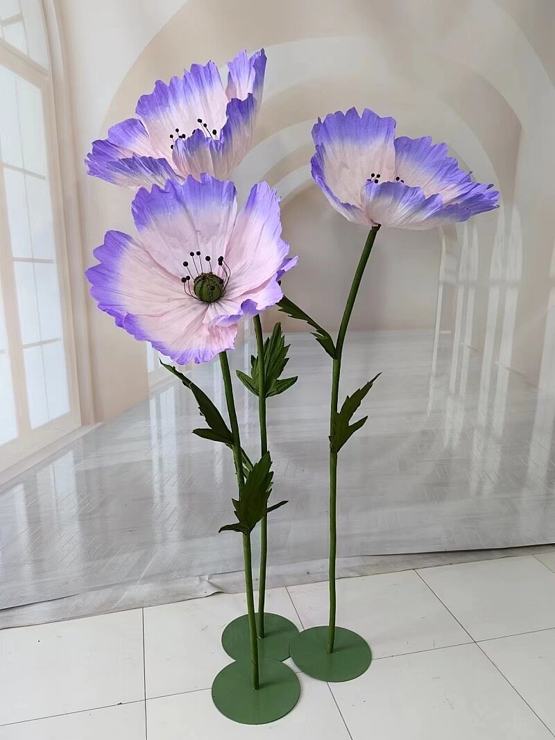 Roseytime Giant Gradient Poppy Fowers Set of 3