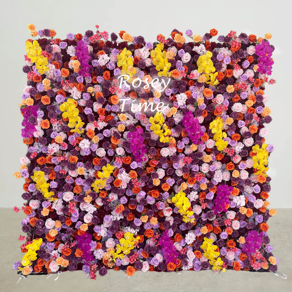 Roseytime 5D Purple Flower Wall Roll Up Fabric Back #RTW138