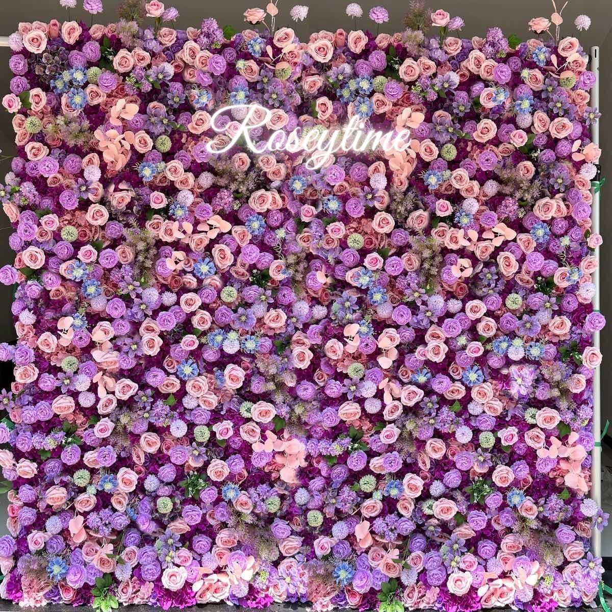 Roseytime 3D Flower Wall Purple Backdrop Rolling Up #RTW160