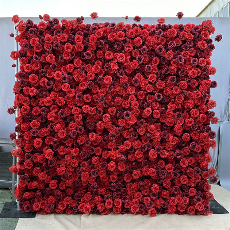 Roseytime 5D Red Roses Flower Wall Roll Up Fabric Back #RTW150