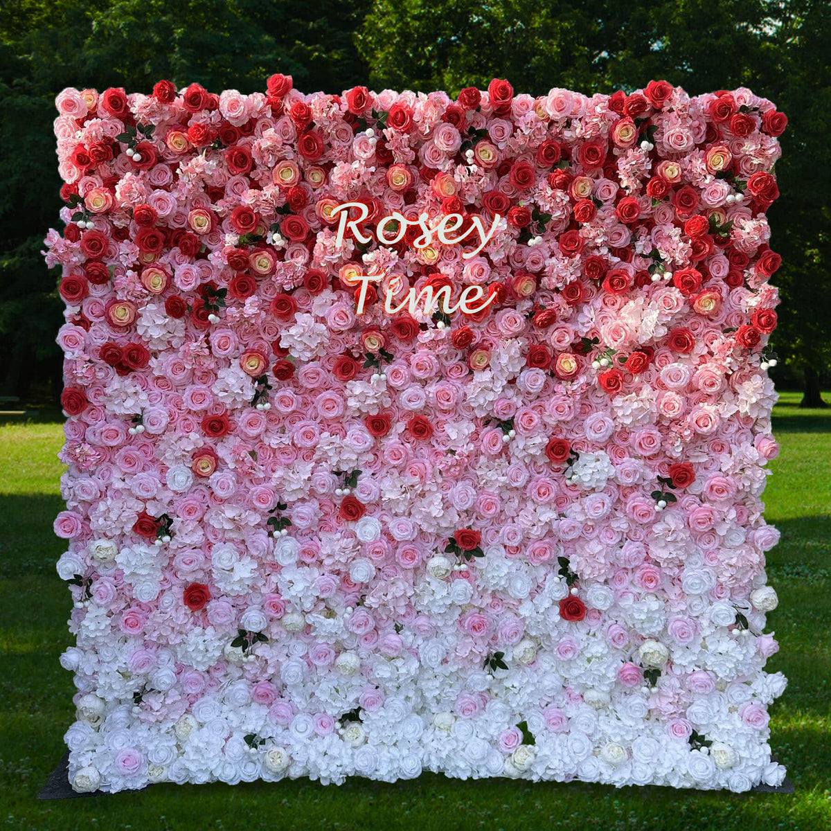 Roseytime 3D Pink Gradient Flower Wall Roll Up Fabric Back#RTW038