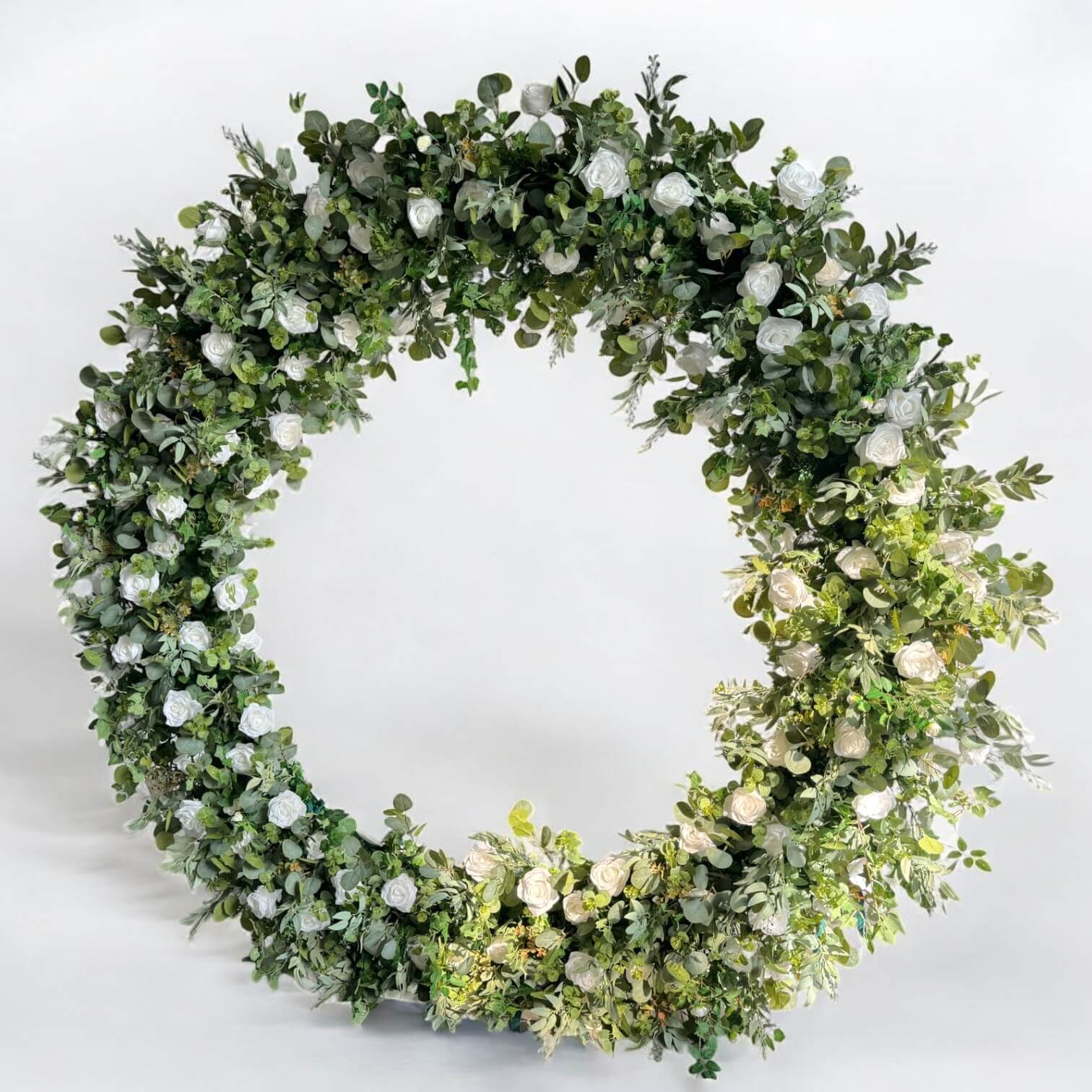 RoseyTime White&Green Flower Circle Arch Fabric Back