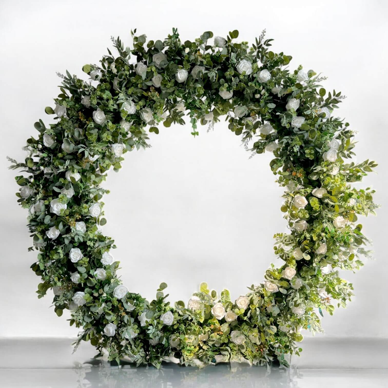 RoseyTime White&Green Flower Circle Arch Fabric Back