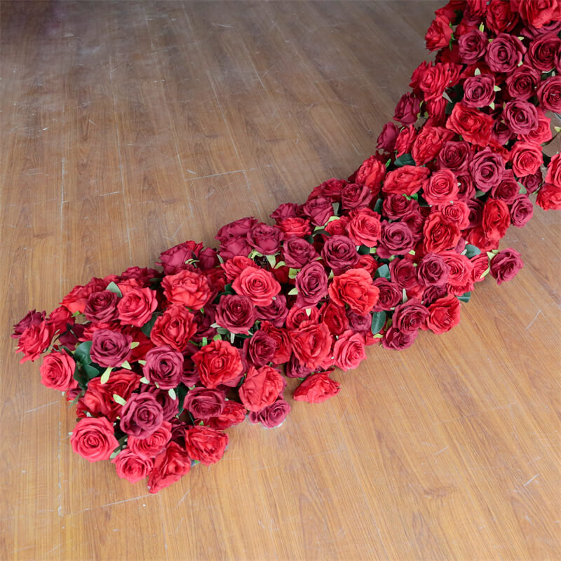 Roseytime Red Roses Flower Runner Table Flower Decor#RTR018