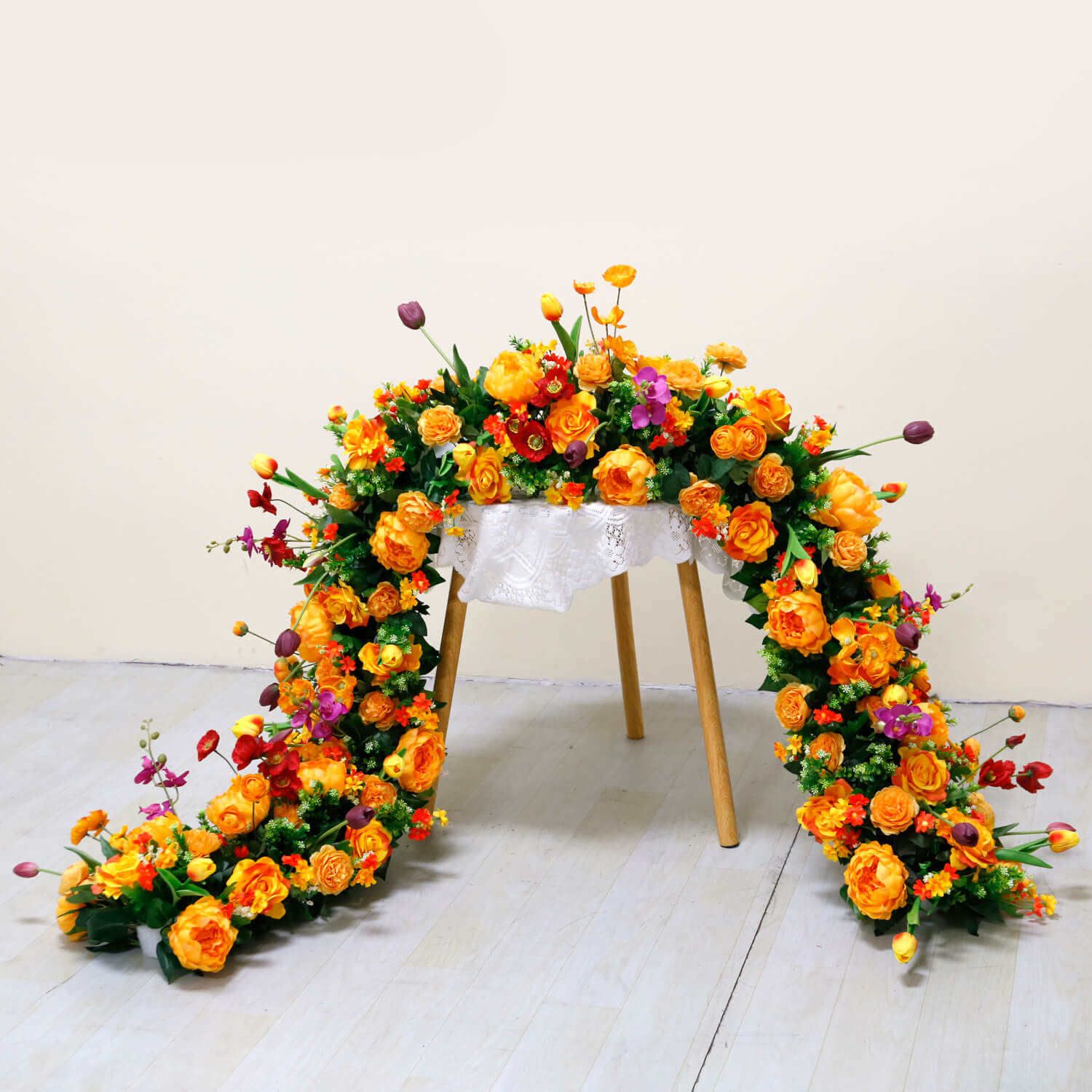 Roseytime Orange Flower Runner Table Flower Decor#RTR079