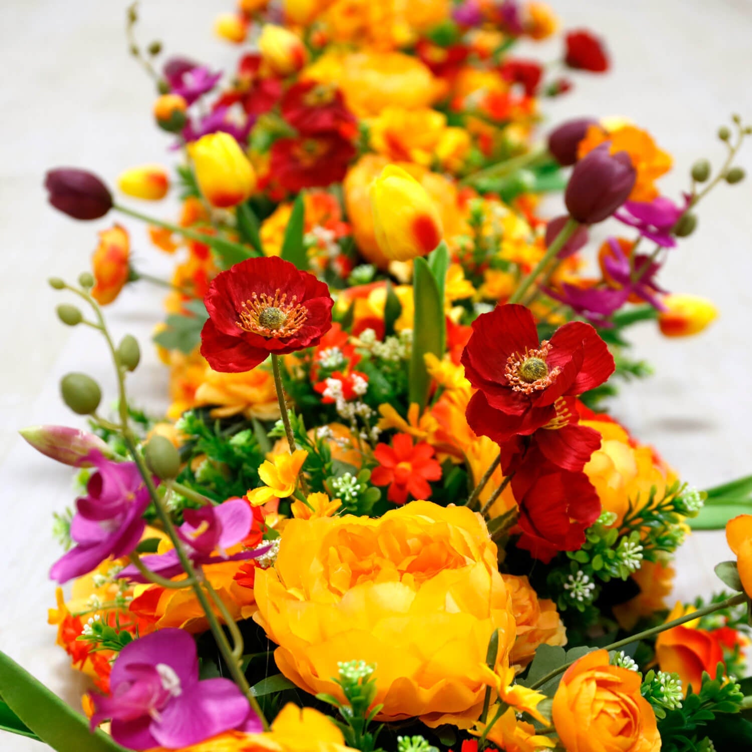 Roseytime Orange Flower Runner Table Flower Decor#RTR079