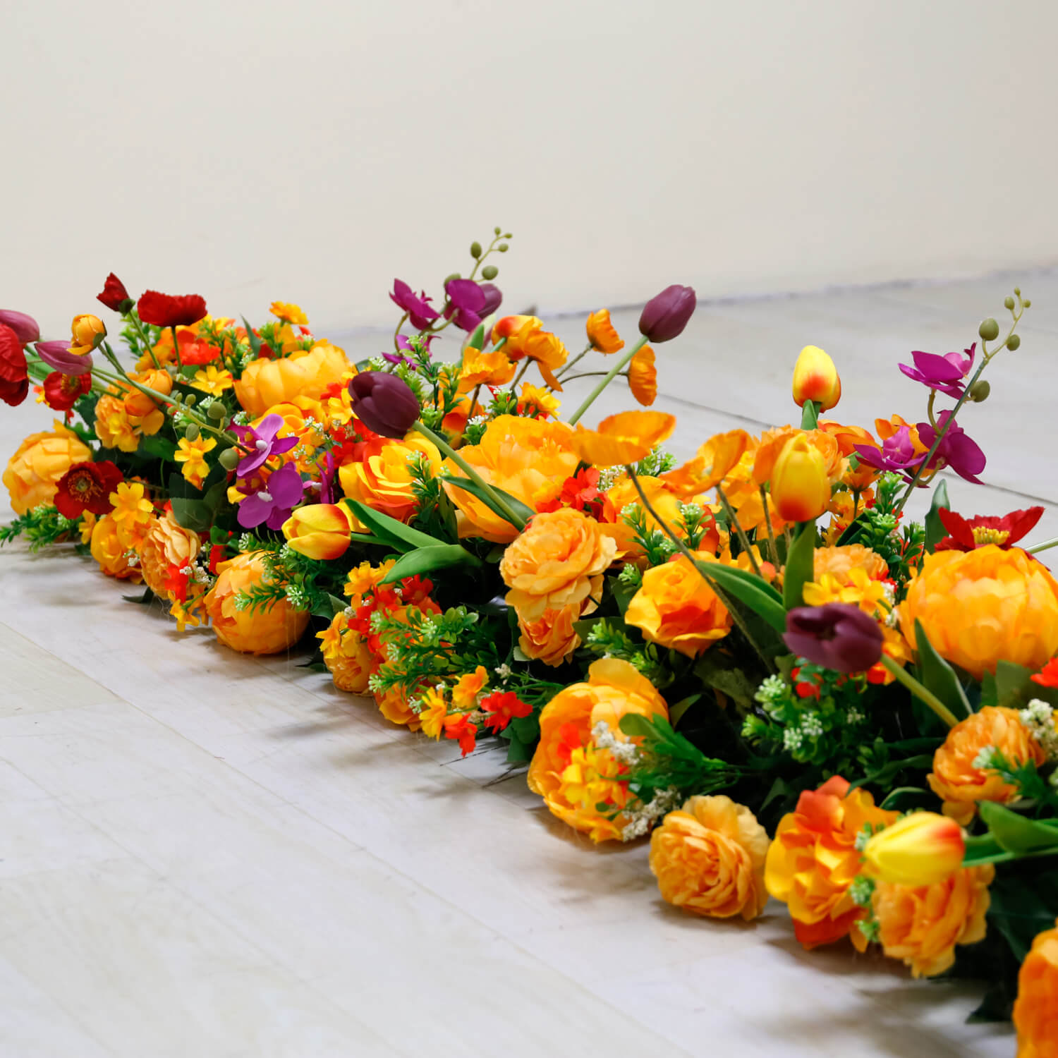 Roseytime Orange Flower Runner Table Flower Decor#RTR079