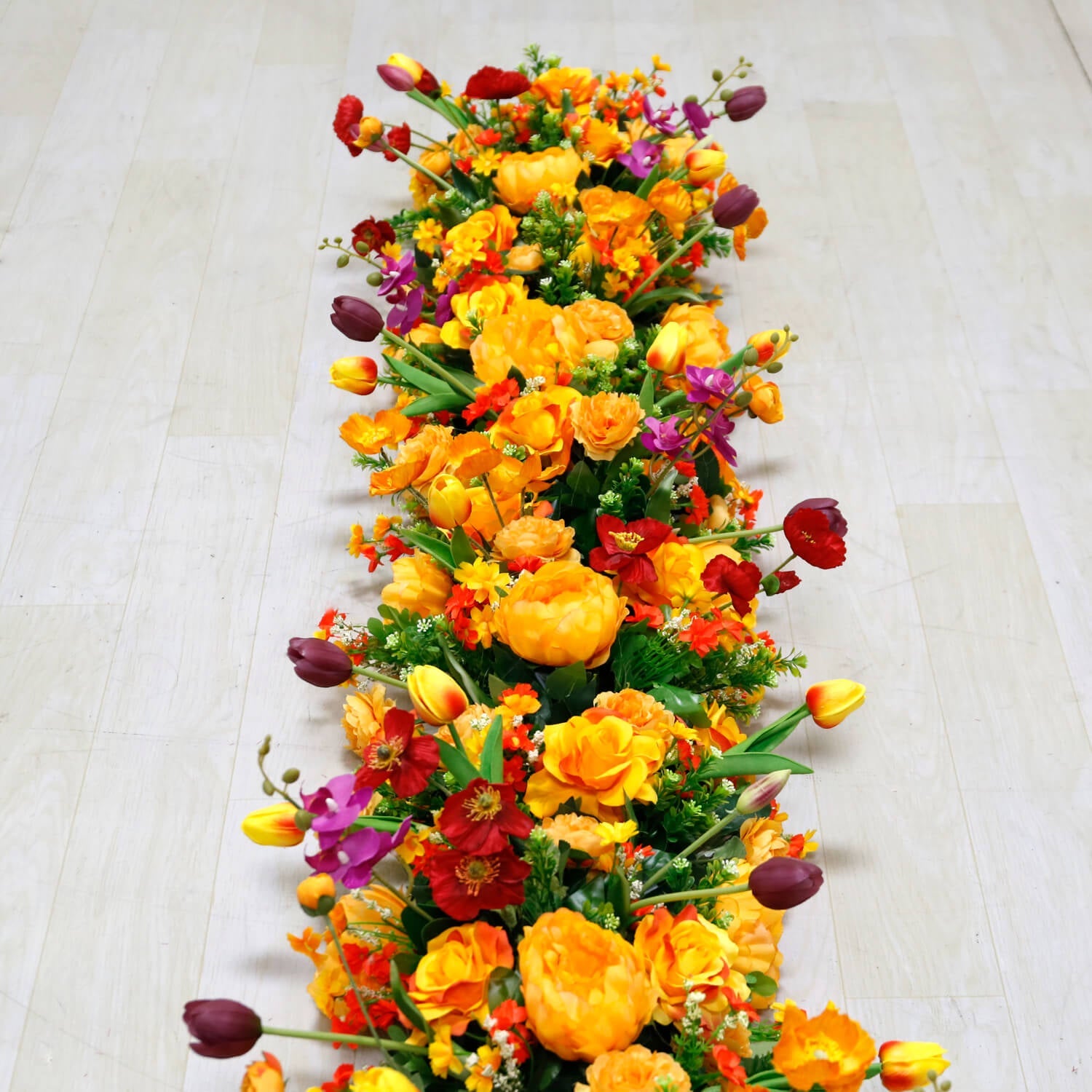 Roseytime Orange Flower Runner Table Flower Decor#RTR079