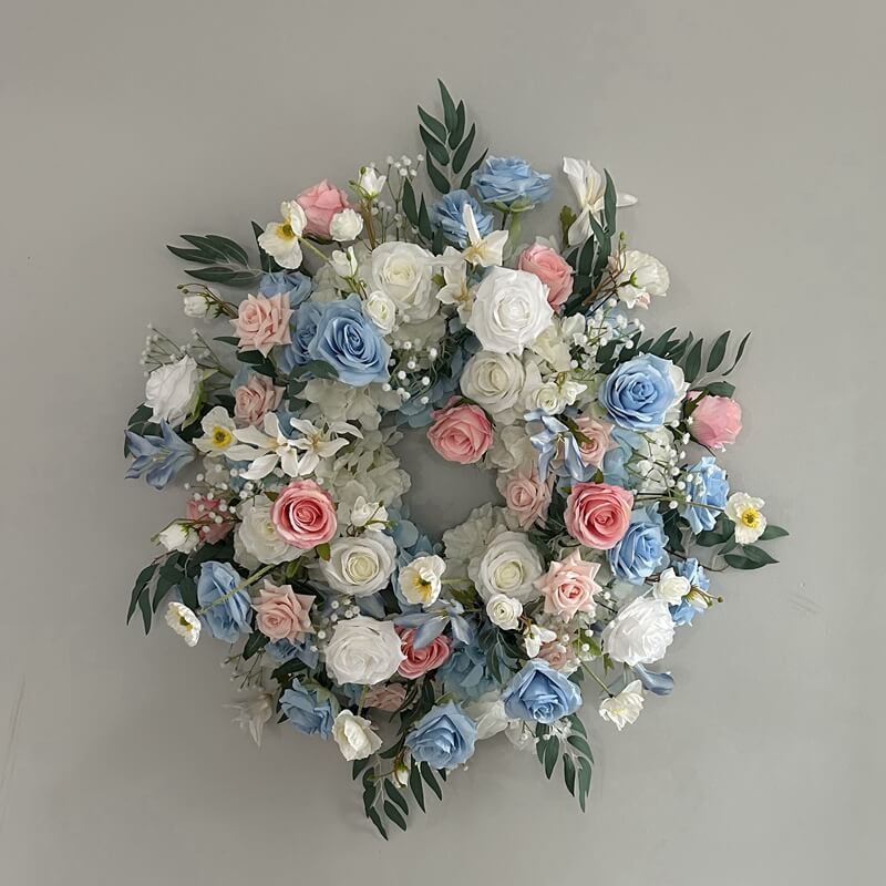 Roseytime Blue&Pink Flower Runner Table Flower Decor#RTR080