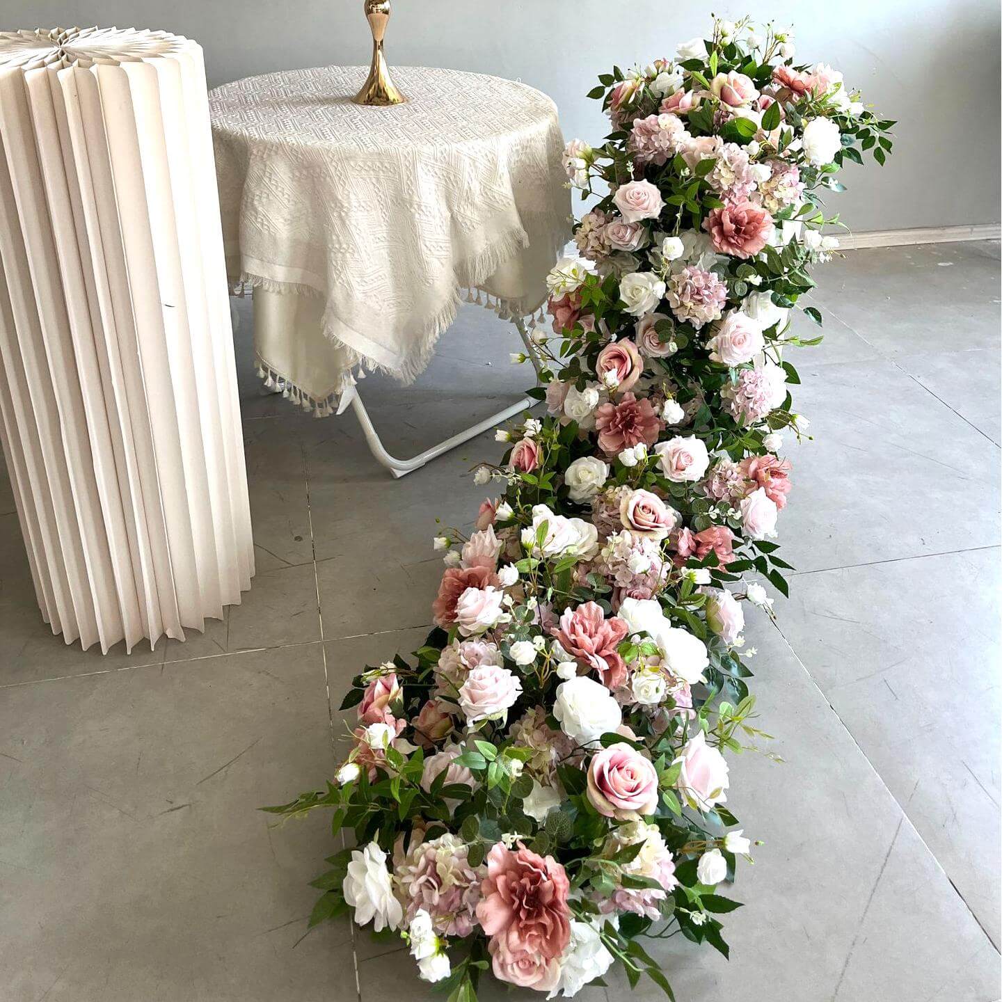 Roseytime Blush Pink Flower Runner Table Flower Decor#RTR083