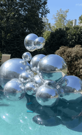 Roseytime Silver Big Shiny Inflatable Ball Reusable Giant Balloon Set