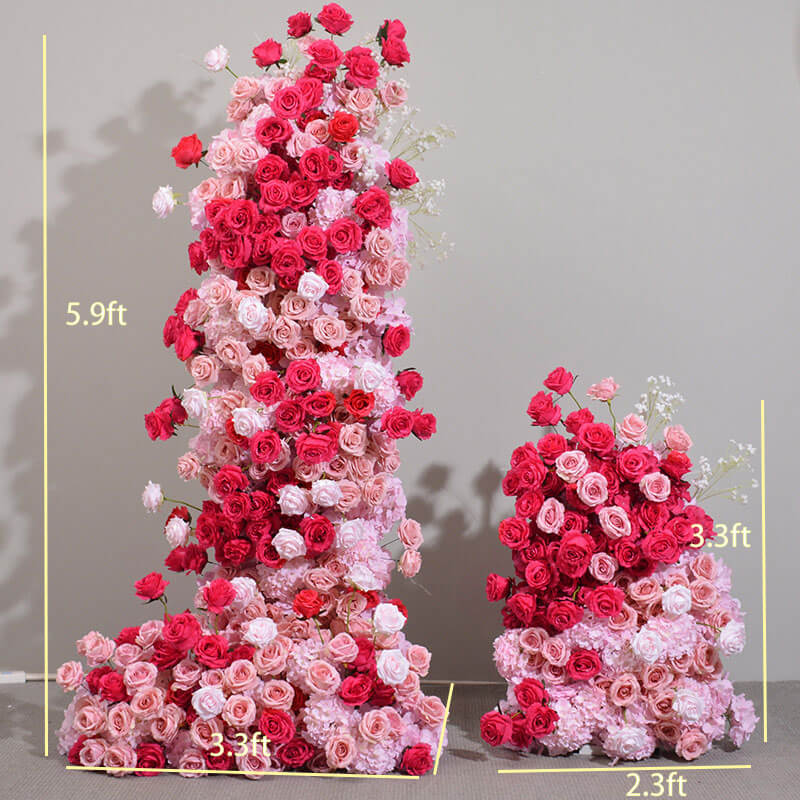 Roseytime Hot Pink Flower Pillars Set with Frame #RTP037