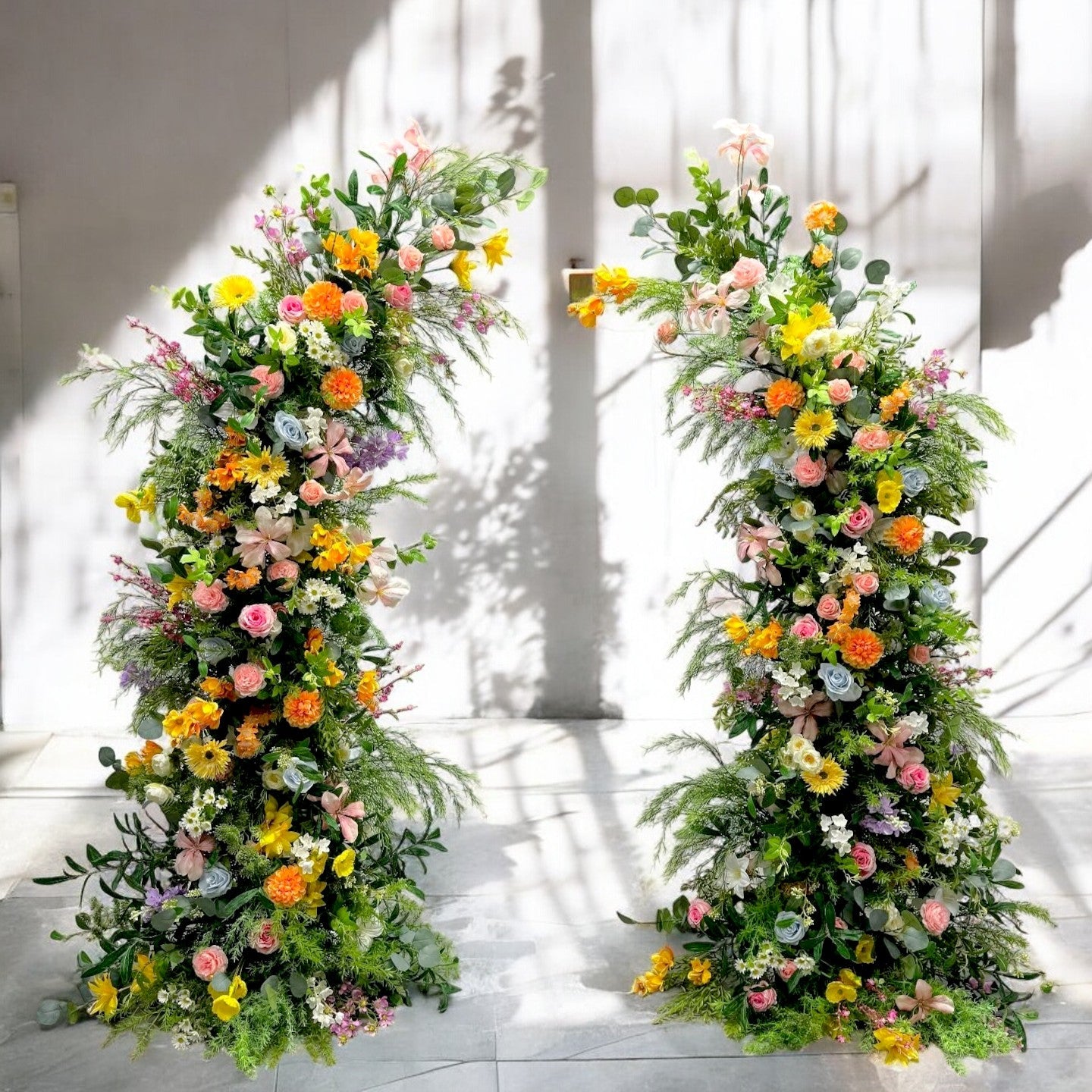 Roseytime Spring Colorful Flower Pillars Arch with Frame #RTP075
