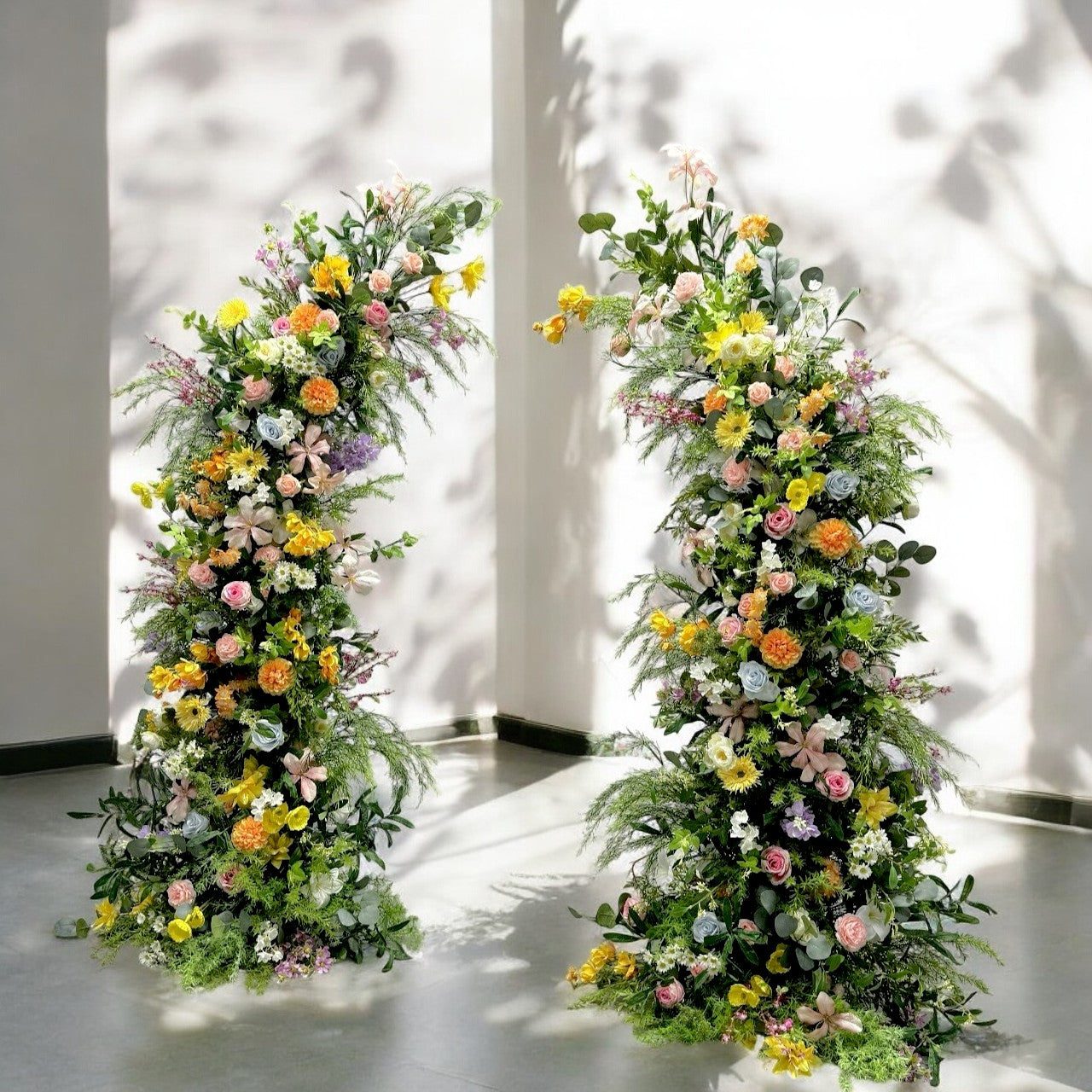 Roseytime Spring Colorful Flower Pillars Arch with Frame #RTP075