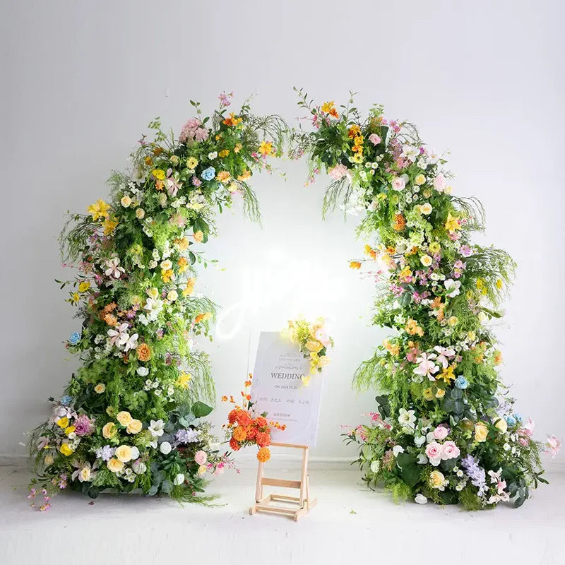 Roseytime Spring Colorful Flower Pillars Arch with Frame #RTP060