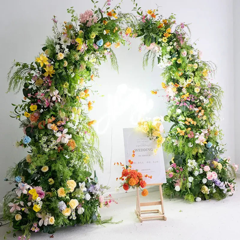 Roseytime Spring Colorful Flower Pillars Arch with Frame #RTP060