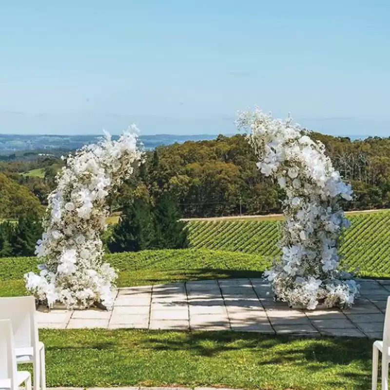 Roseytime White Baby's Breath Flower Pillars Arch with Frame #RTP073