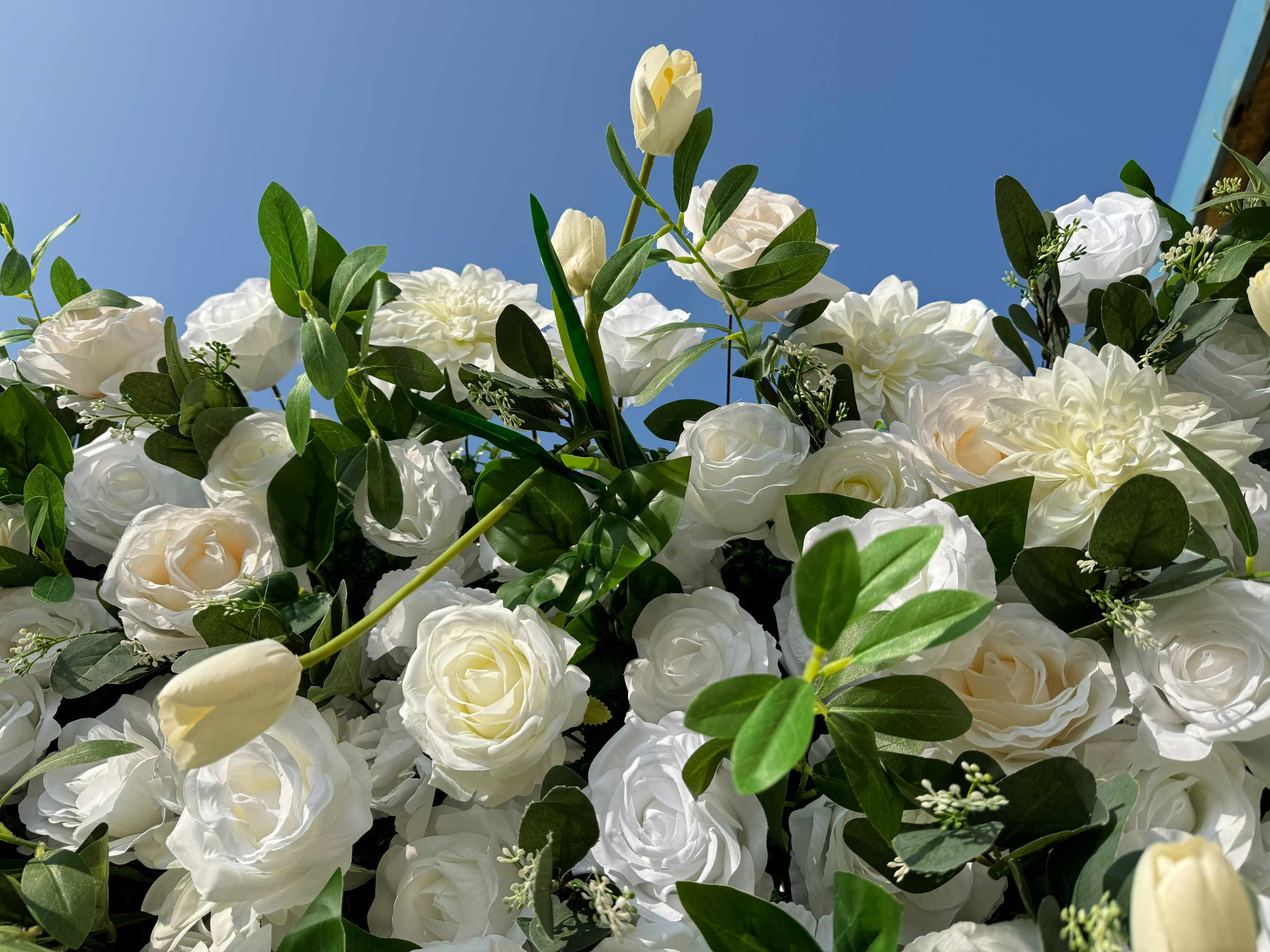 Roseytime 5D White&Green Flower Wall Roll Up Fabric Back #RTW075