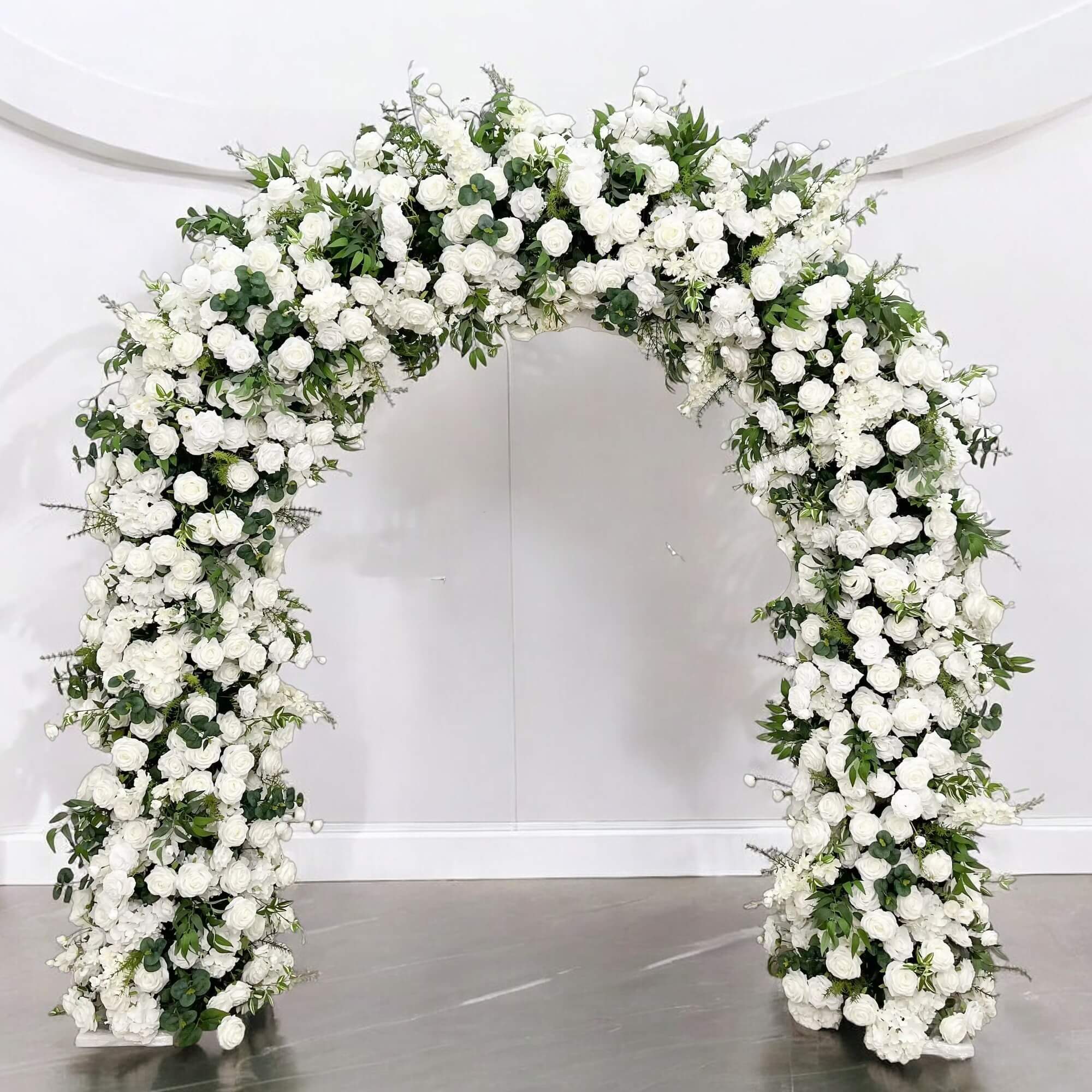 RoseyTime White&Green Flower Arch n-shape Round Arch #RTA110