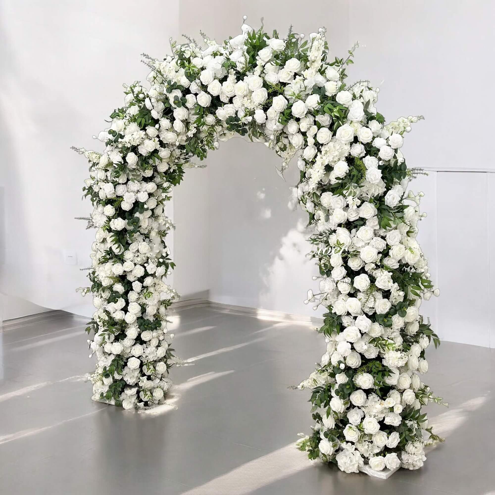 RoseyTime White&Green Flower Arch n-shape Round Arch #RTA110