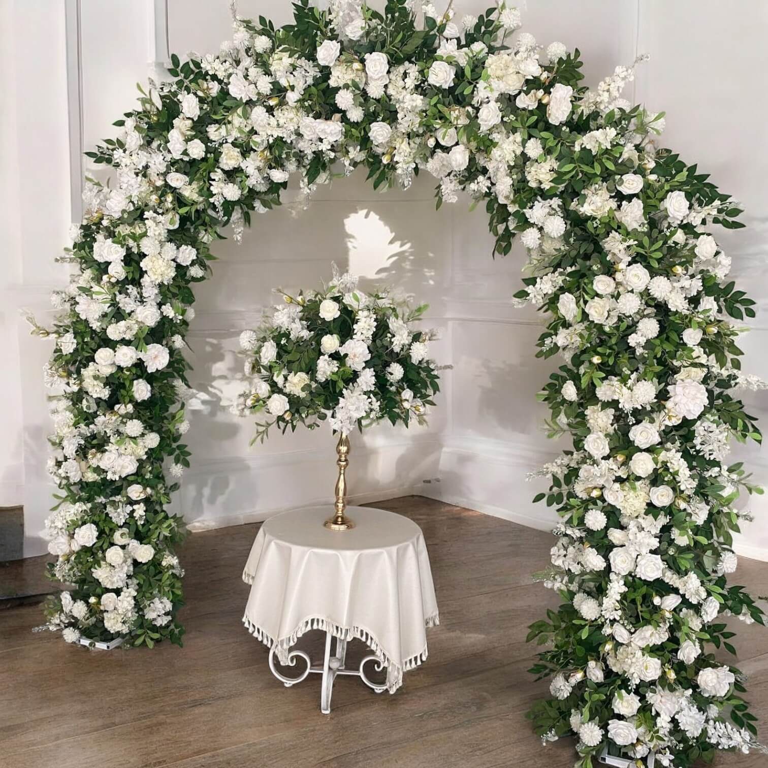 RoseyTime White&Green Wedding Flower Round Arch #RTA103