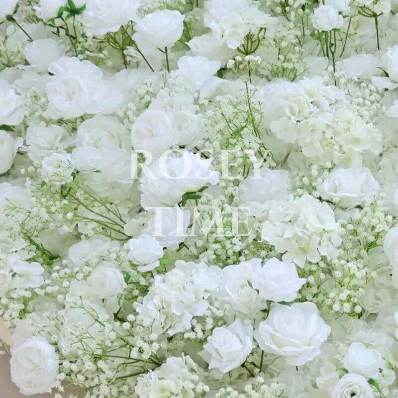 Roseytime 5D White Baby's Breath Flower Wall Roll Up Fabric Back #RTW225
