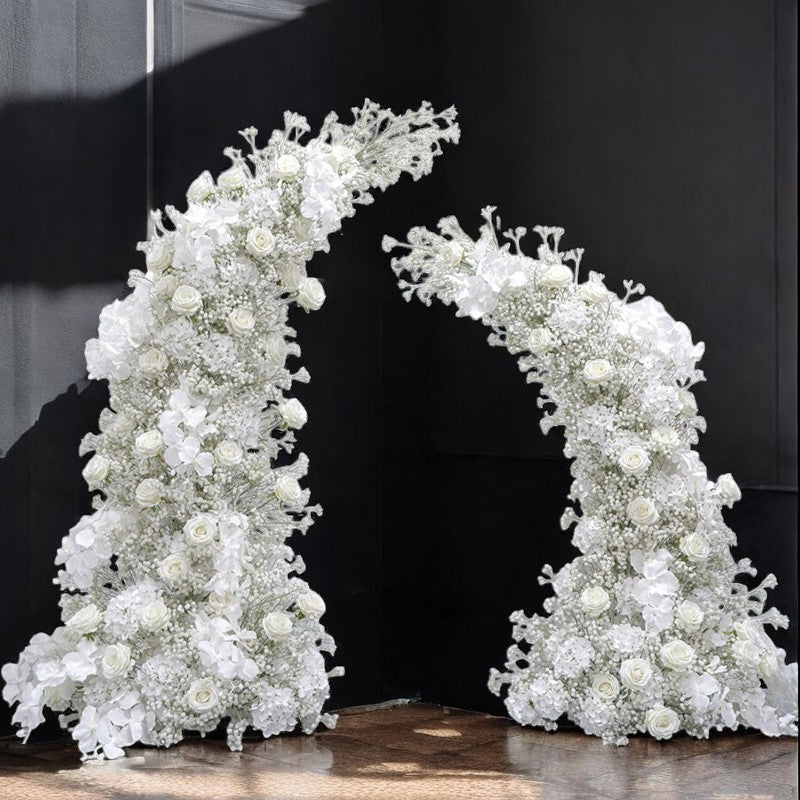 Roseytime White Baby's Breath Flower Pillars Arch with Frame #RTP073