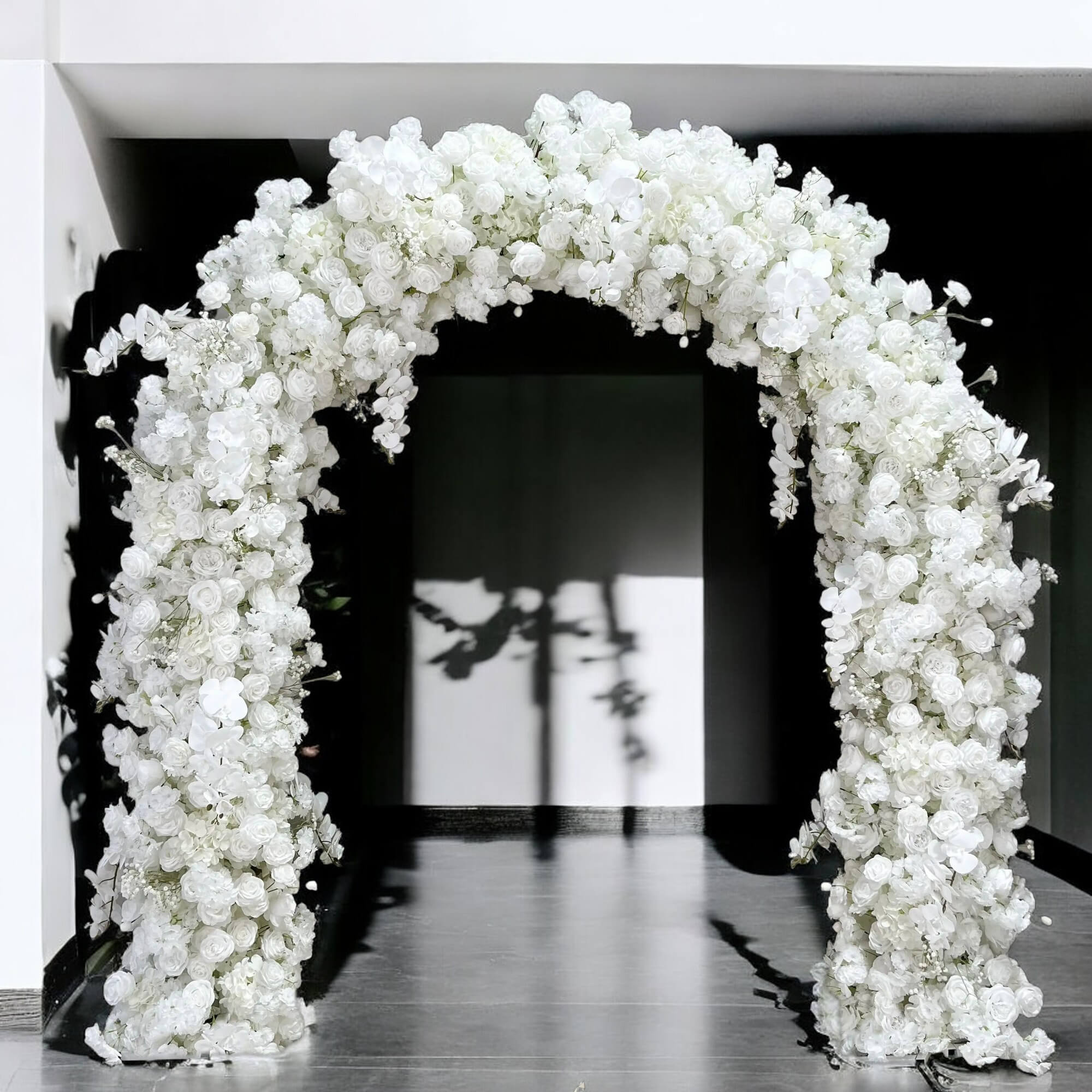 RoseyTime White Flower Arch n-shape Round Arch #RTA108