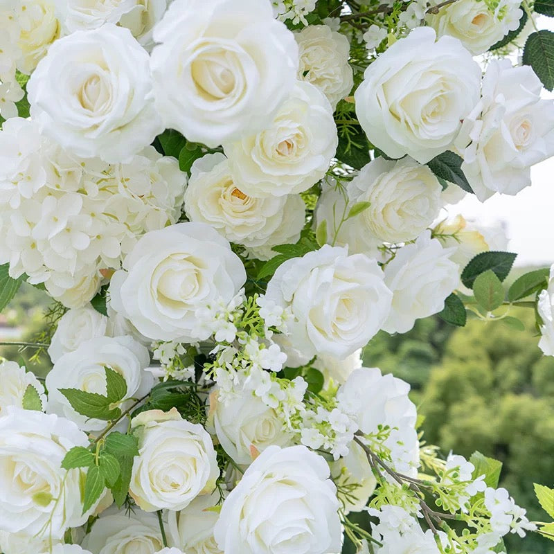 RoseyTime White Flower Round Arch With Frame #RTA079