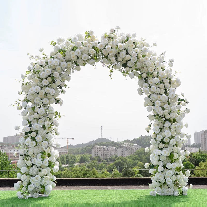 RoseyTime White Flower Round Arch With Frame #RTA079
