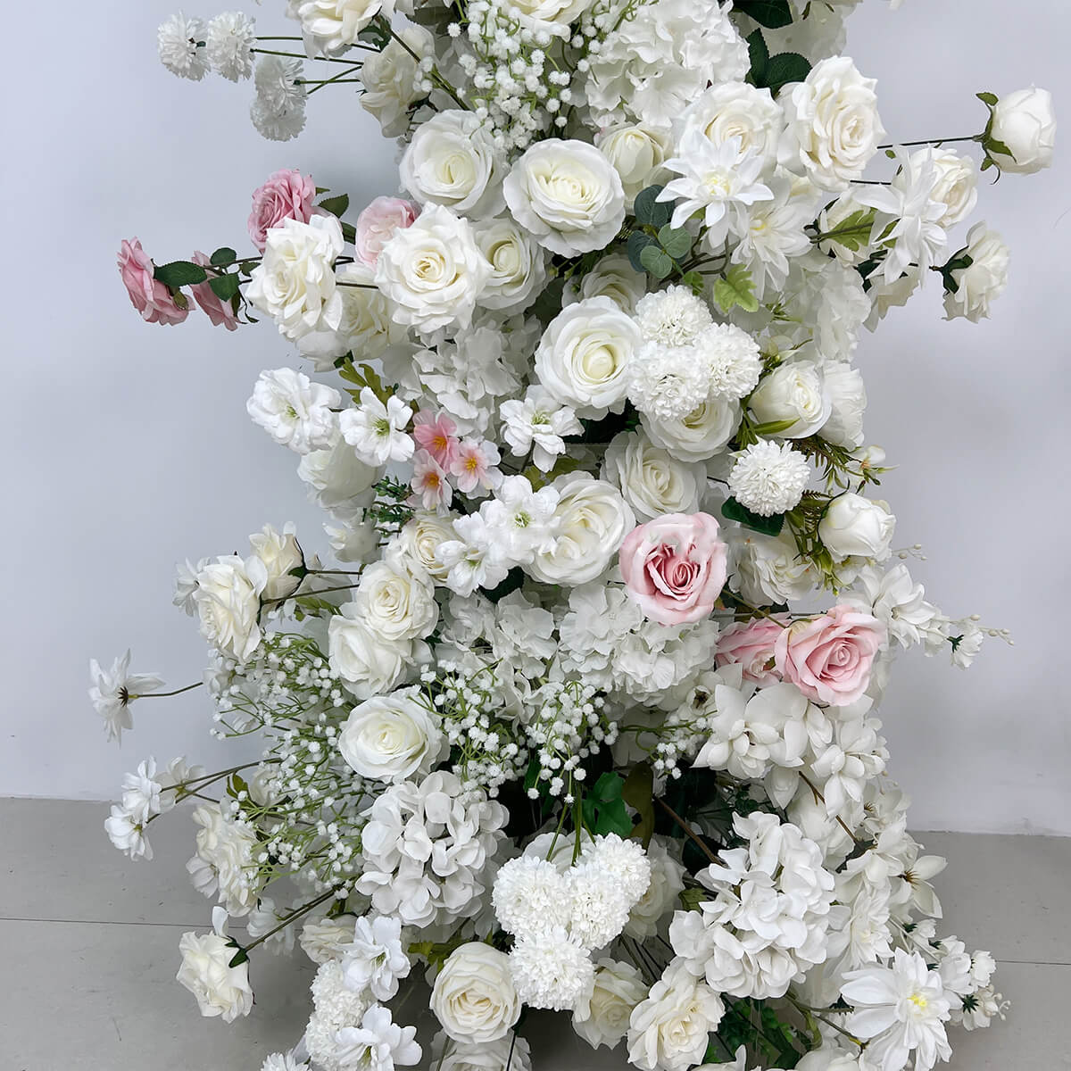 Roseytime Floral Pillars Arch Baby's Breath White Pink Flowers with Frame #RTP028